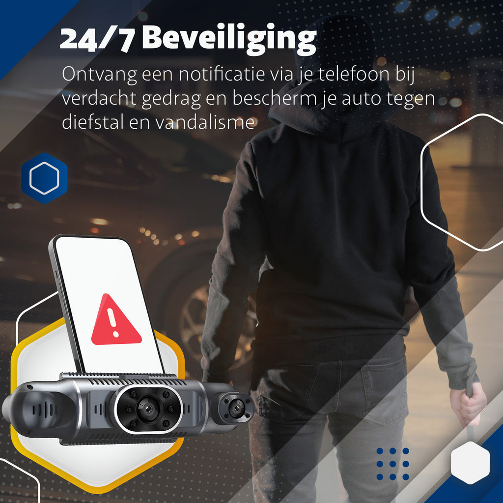 Teceye - 3-in-1 Dashcam – Dashboard Camera – Auto Camera – Triple Lens – Voor en Achtercamera – Full HD – Dashcam voor auto