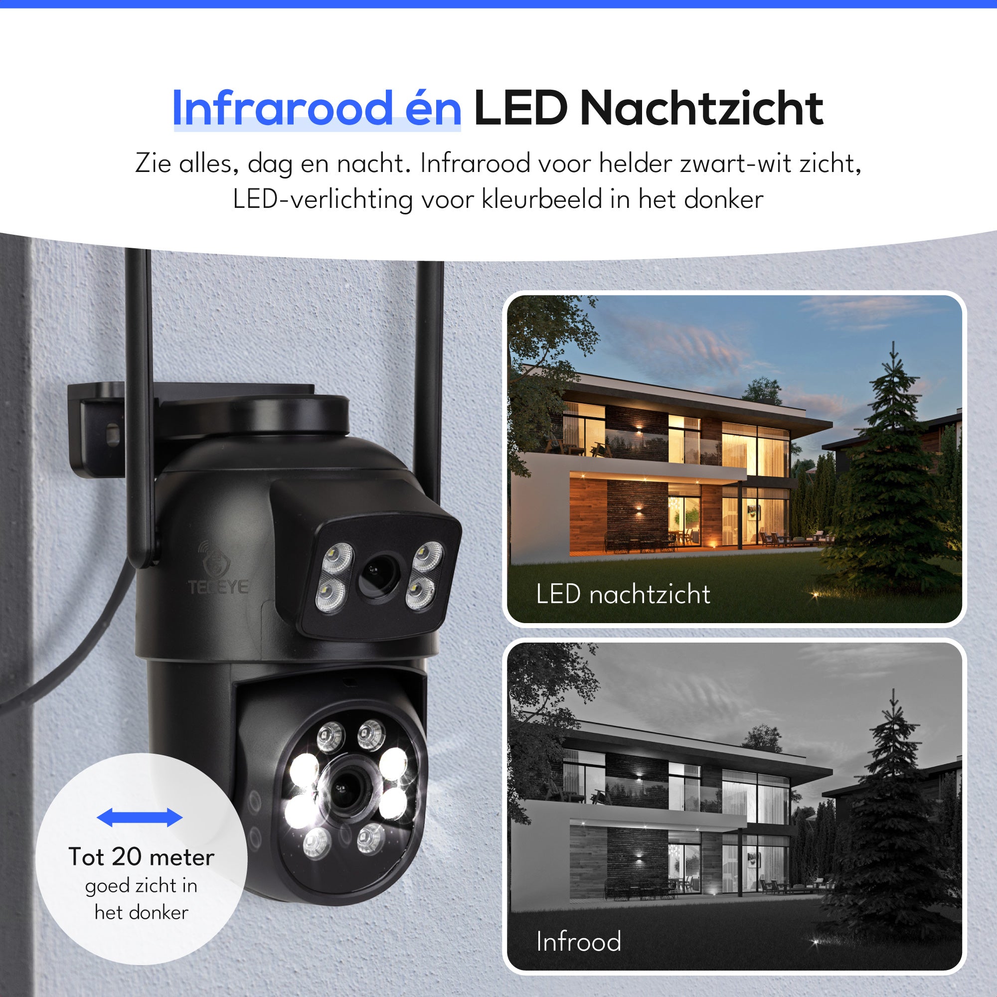 Teceye Wifi Camera Systeem PTZ Dubbele Camera