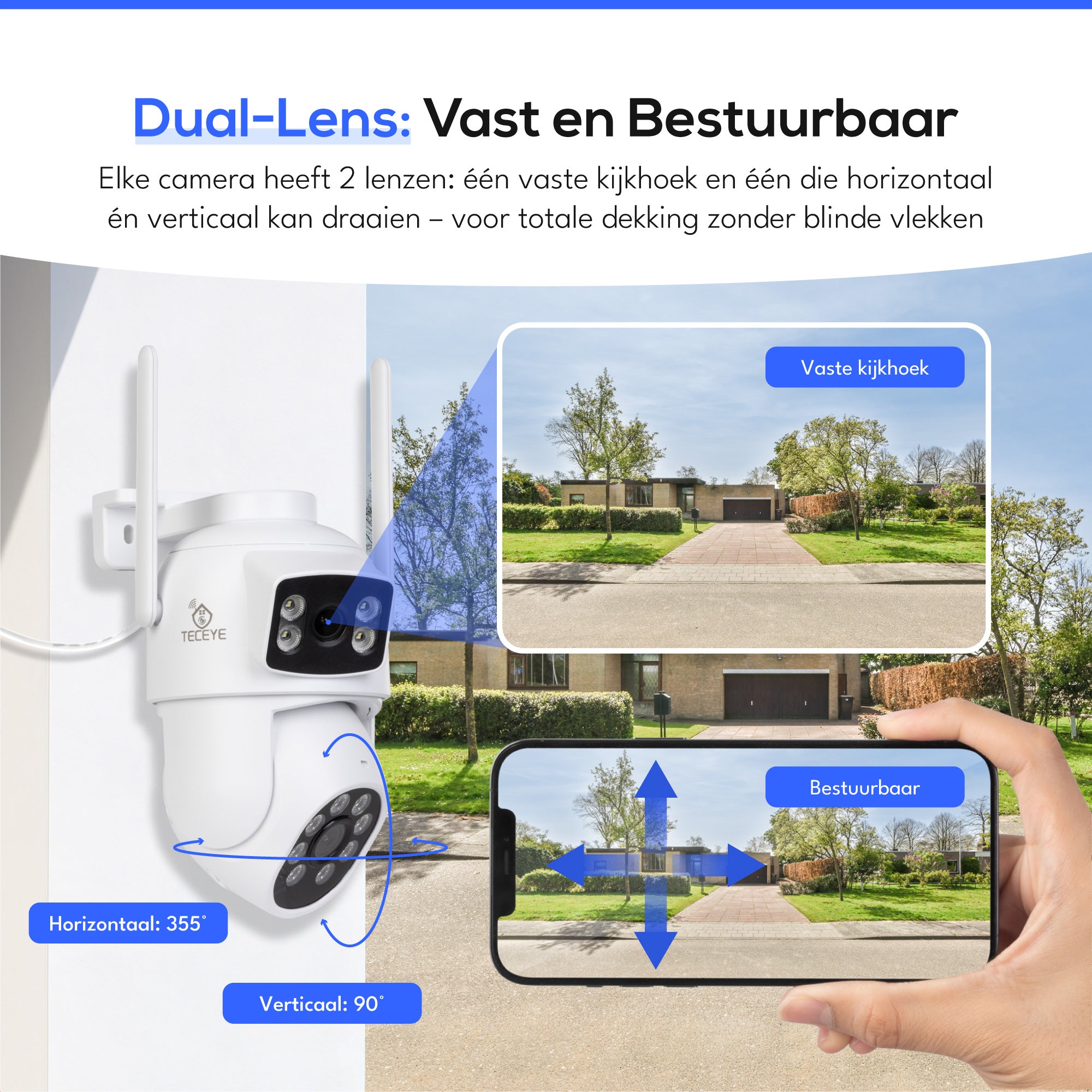 Teceye Wifi Camera Systeem PTZ Dubbele Camera