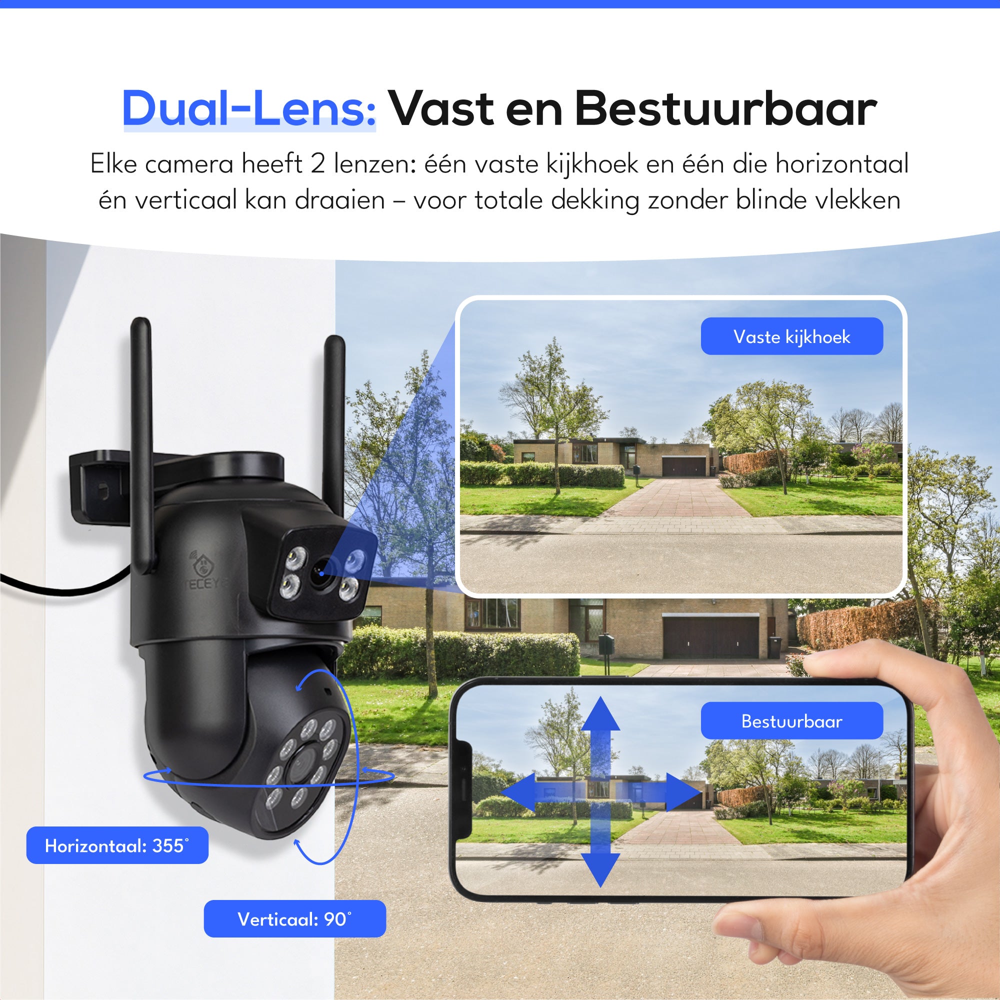 Teceye Wifi Camera Systeem PTZ Dubbele Camera