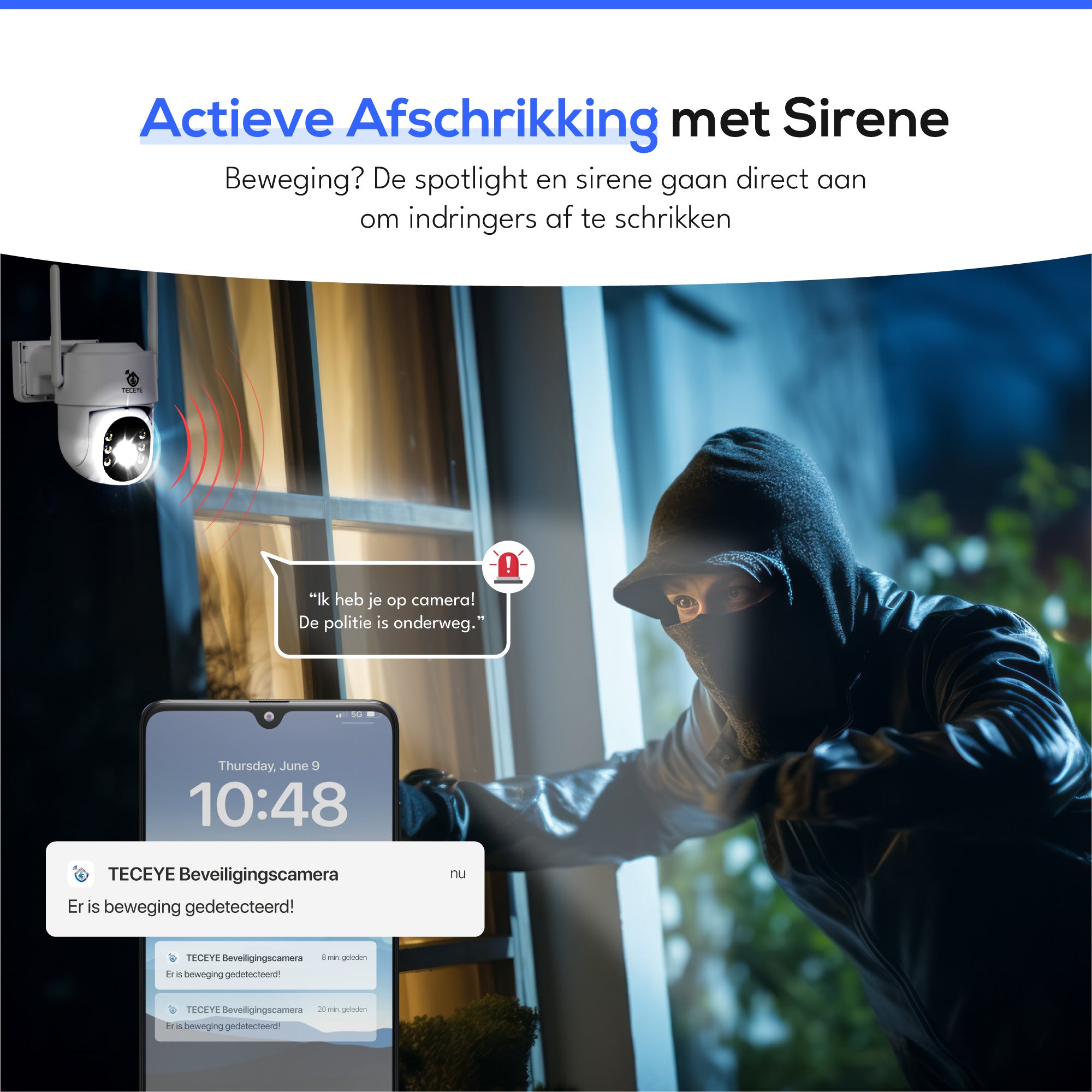Teceye Wifi Camera Bestuurbaar met Zonnepaneel