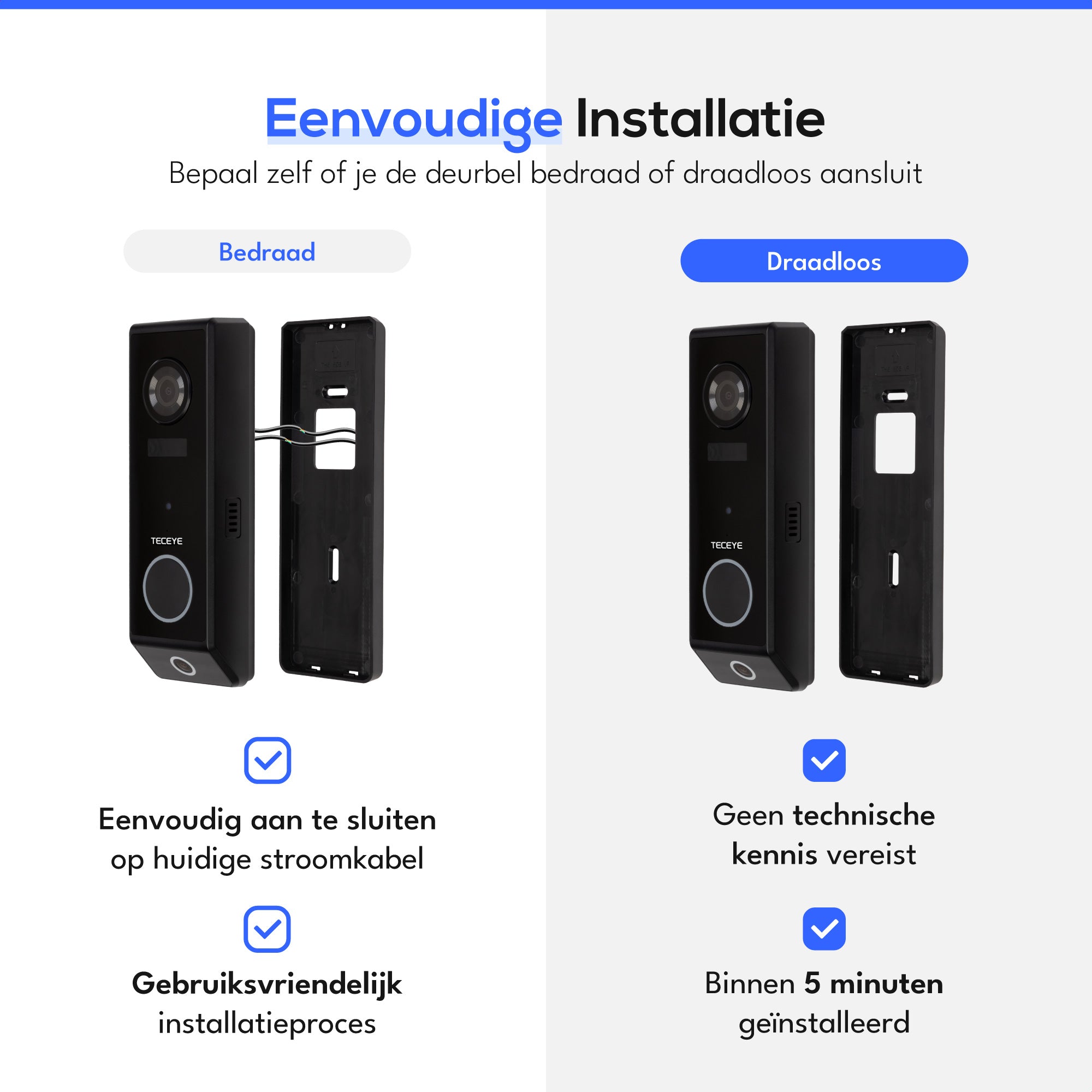 Teceye Smart Dual Wifi Deurbel V4