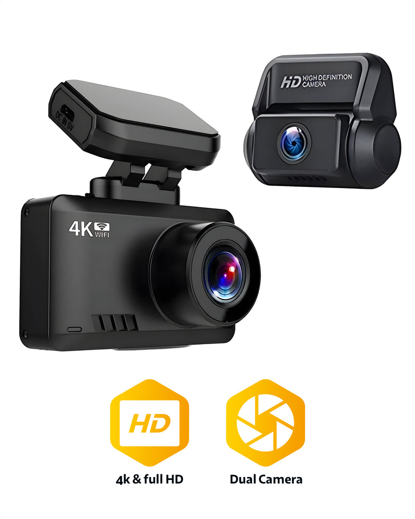 Teceye – Dashcam voor auto – Auto Camera – Dual Lens – 4K - Full HD – Dashcam voor en achter -