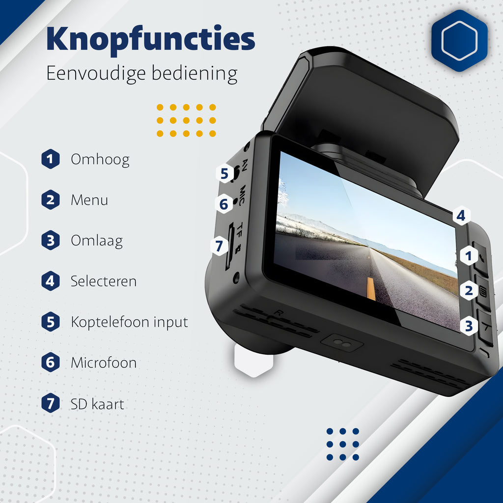 Teceye – Dashcam voor auto – Auto Camera – Dual Lens – 4K - Full HD – Dashcam voor en achter -