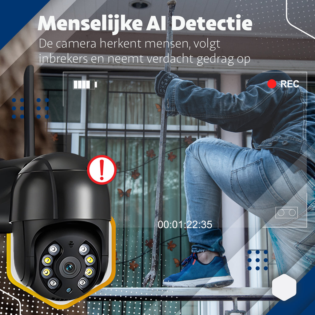 Wifi Ip Camera – Buiten Camera Met Nachtzicht - AI Tracking – 1080P