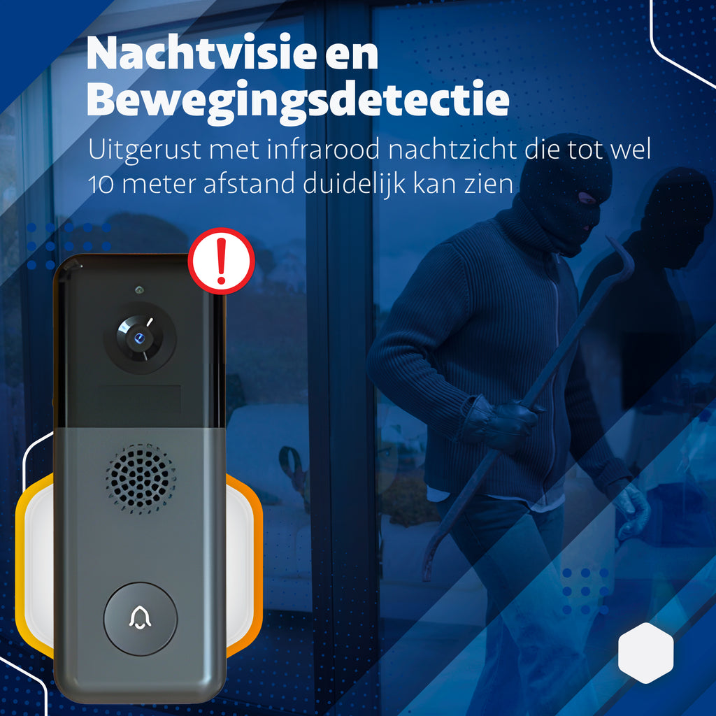 Wifi Video Deurbel Met Camera – Wifi Deurbel – Op Stroom & Accu