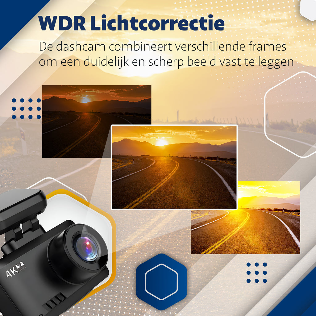 Teceye – Dashcam voor auto – Auto Camera – Dual Lens – 4K - Full HD – Dashcam voor en achter -