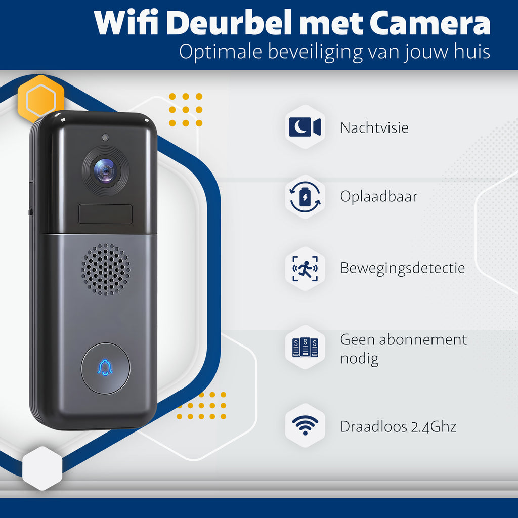 Wifi Video Deurbel Met Camera – Wifi Deurbel – Op Stroom & Accu