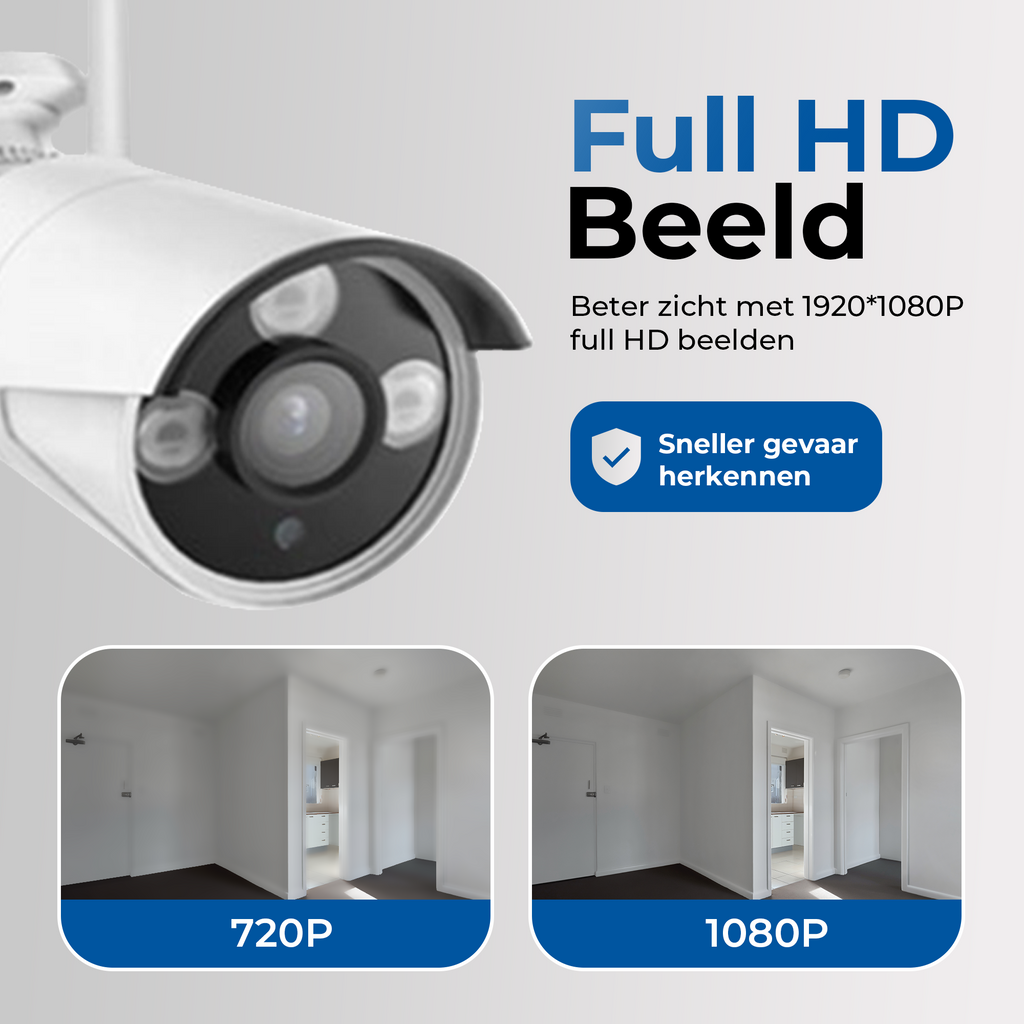 Smart Wifi Binnen & Buiten camera Set 4 Stuks - Wit