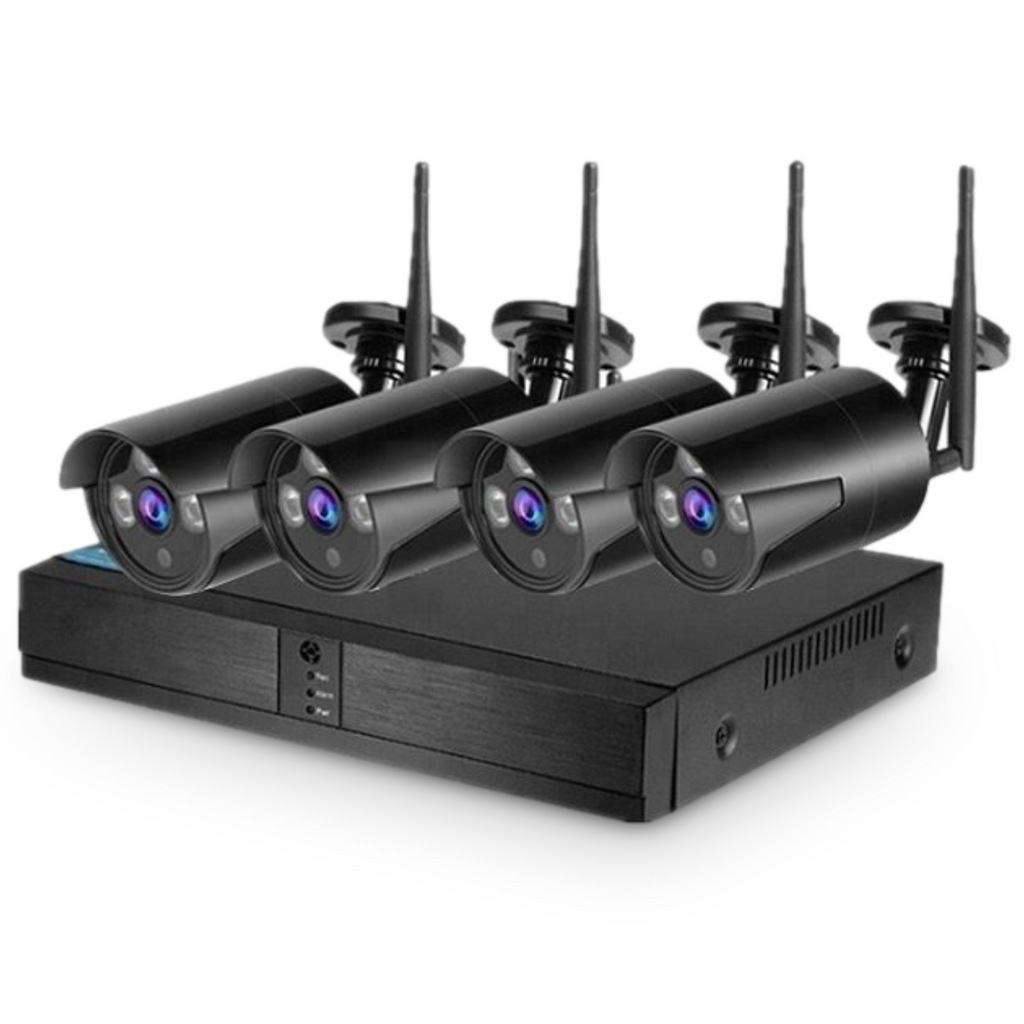 Smart Wifi Binnen & Buiten camera Set 4 Stuks - Zwart