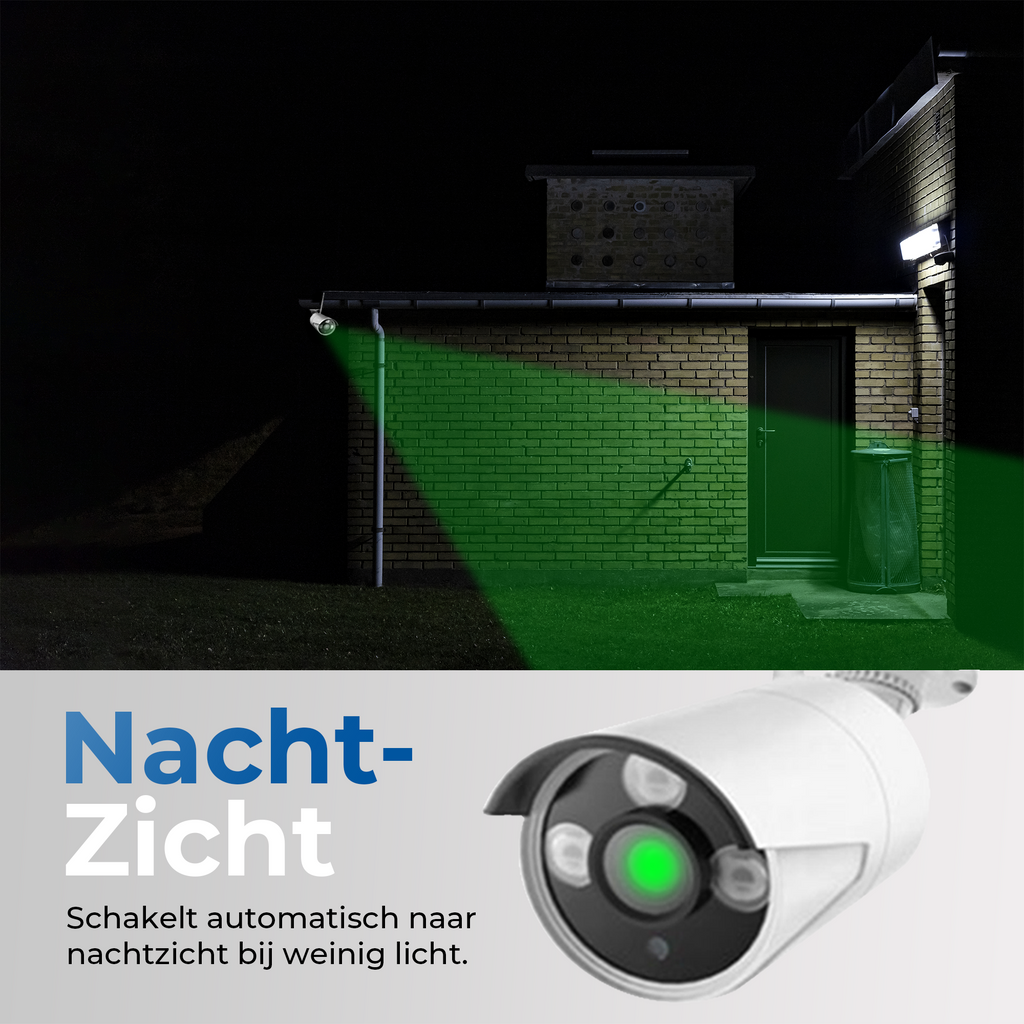 Smart Wifi Binnen & Buiten camera Set 4 Stuks - Wit