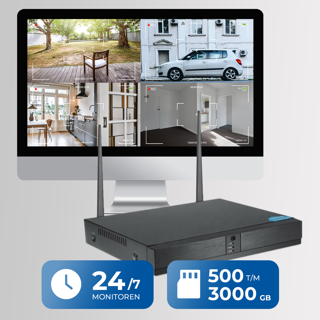 Smart Wifi Binnen & Buiten camera Set 4 Stuks - Wit